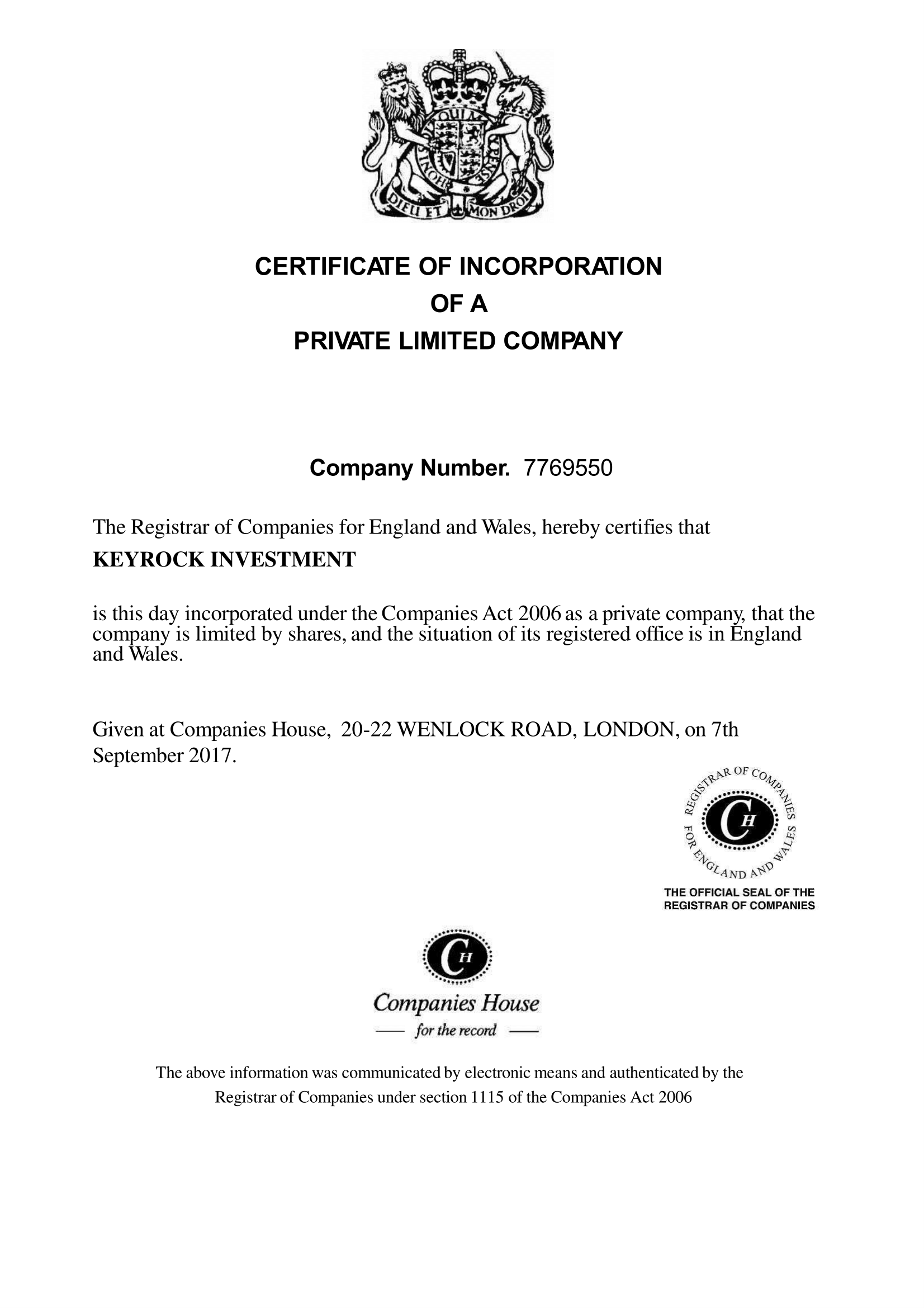 keyrockinvestment.com  certificate